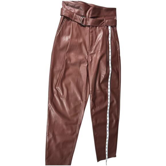 Open Edit Brown Faux Leather Pants Size M New Without Tag Soft Lined Trousers - Picture 8 of 12